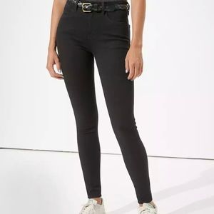 American eagle high waisted black long skinny jeans